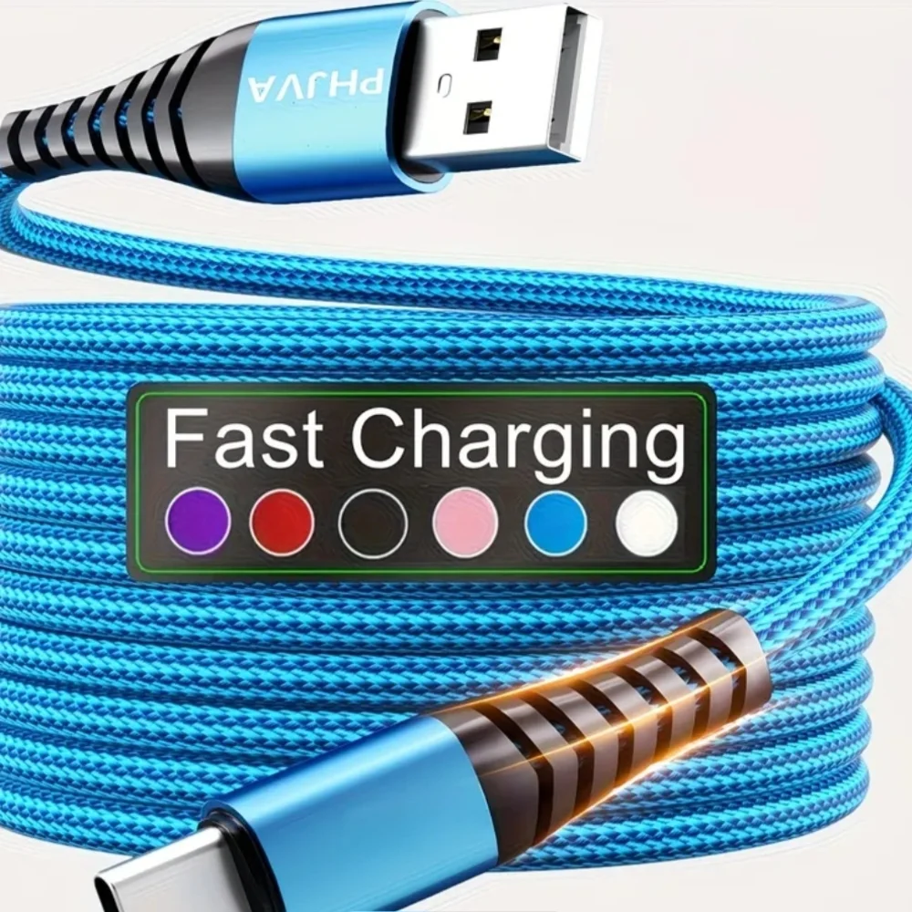 Rose Gold USB-C to USB-A Braided Charging Cable 10 Ft